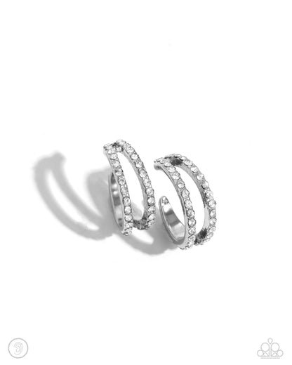 Paparazzi - Monochromatic Mystique - White ( Ear Cuffs)