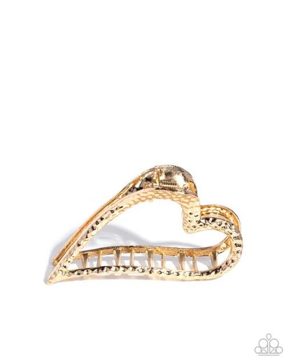 Paparazzi - Heartfelt Hint - Gold Claw Clip